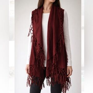 Boheme Burgundy Fringe Shrug
